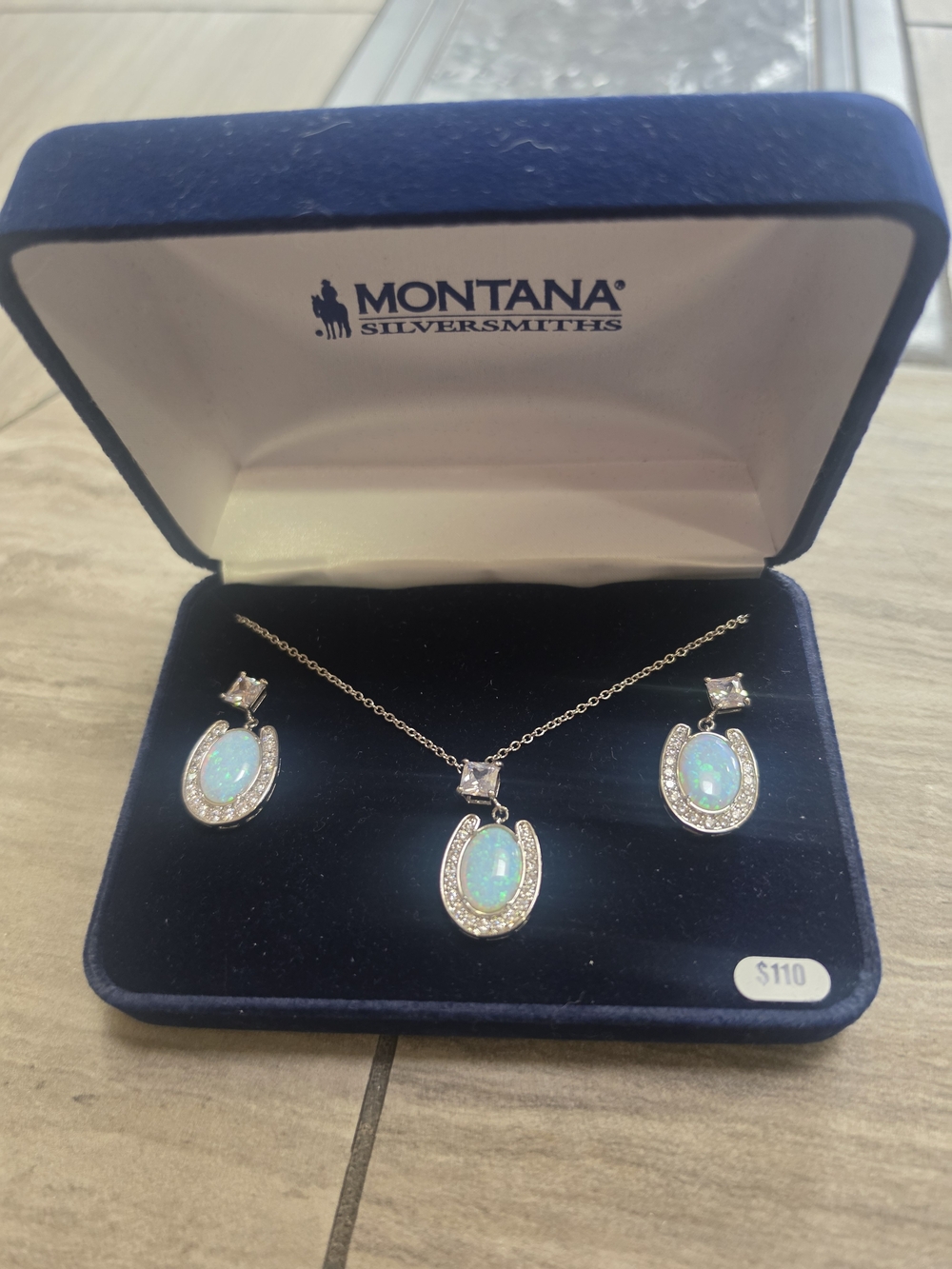 Montana Silversmiths Opal Horseshoe Necklace & Earring Set - Blue Opal